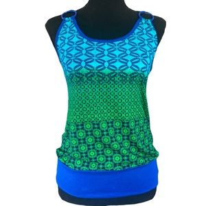 Blue Green Patterned Tank Top